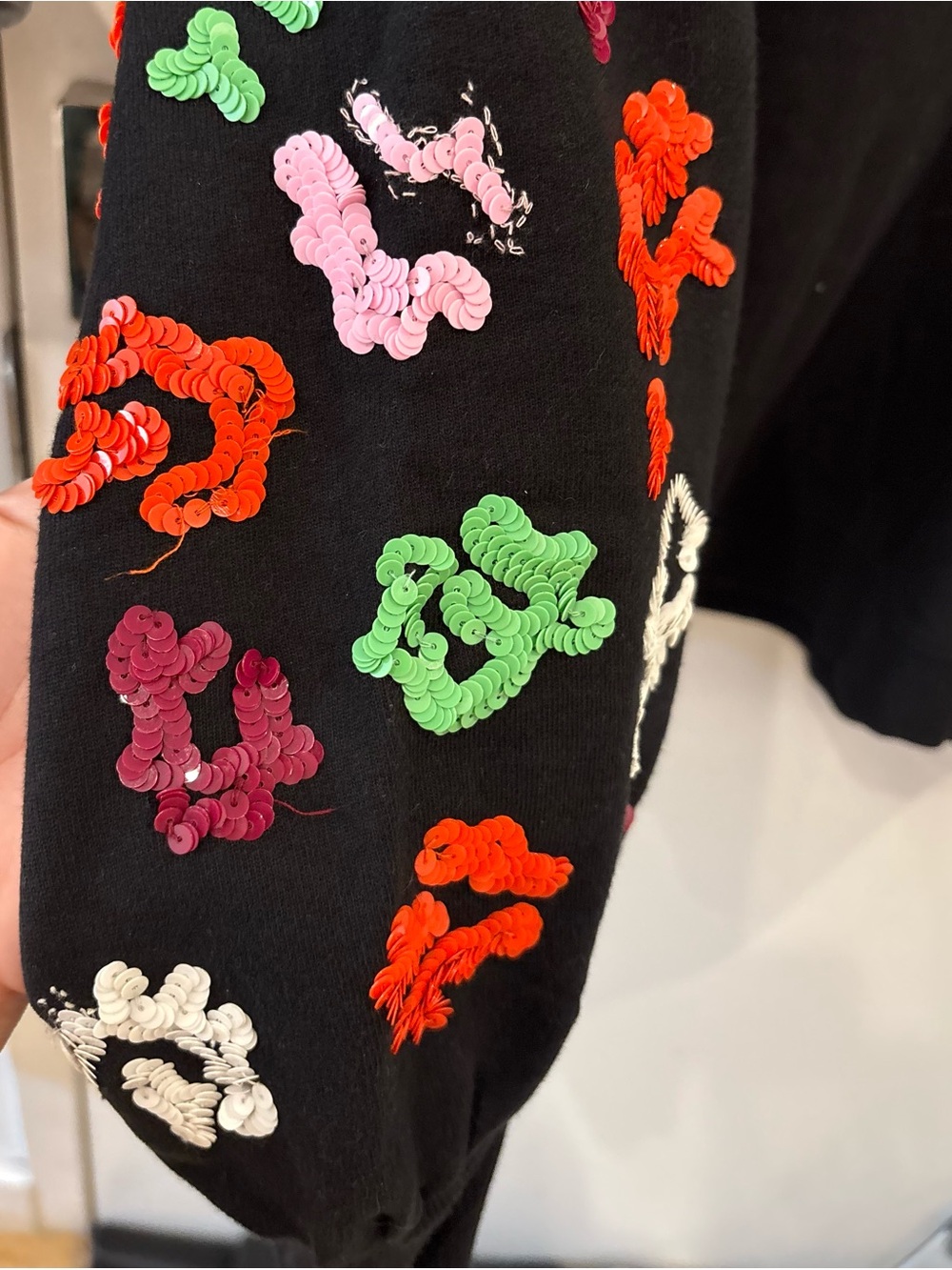 Essential Antwerp Black Sweatshirt with Colorful Embroidered Floral Sleeves - Picture 4 of 11
